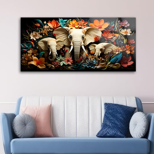 Modern Animals with Flowers: Tempered Glass Art