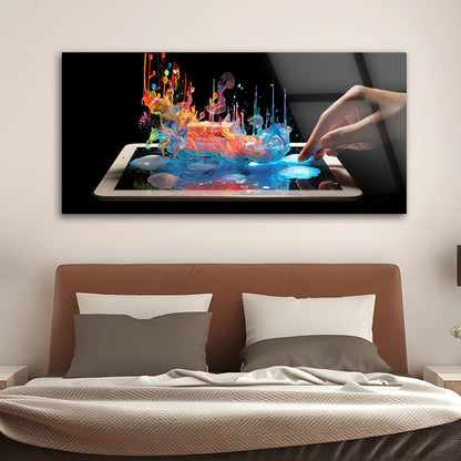 Digital Tablet Ripple: Tempered Glass Art