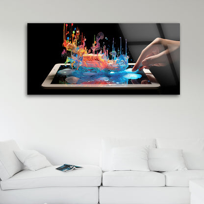 Digital Tablet Ripple: Tempered Glass Art