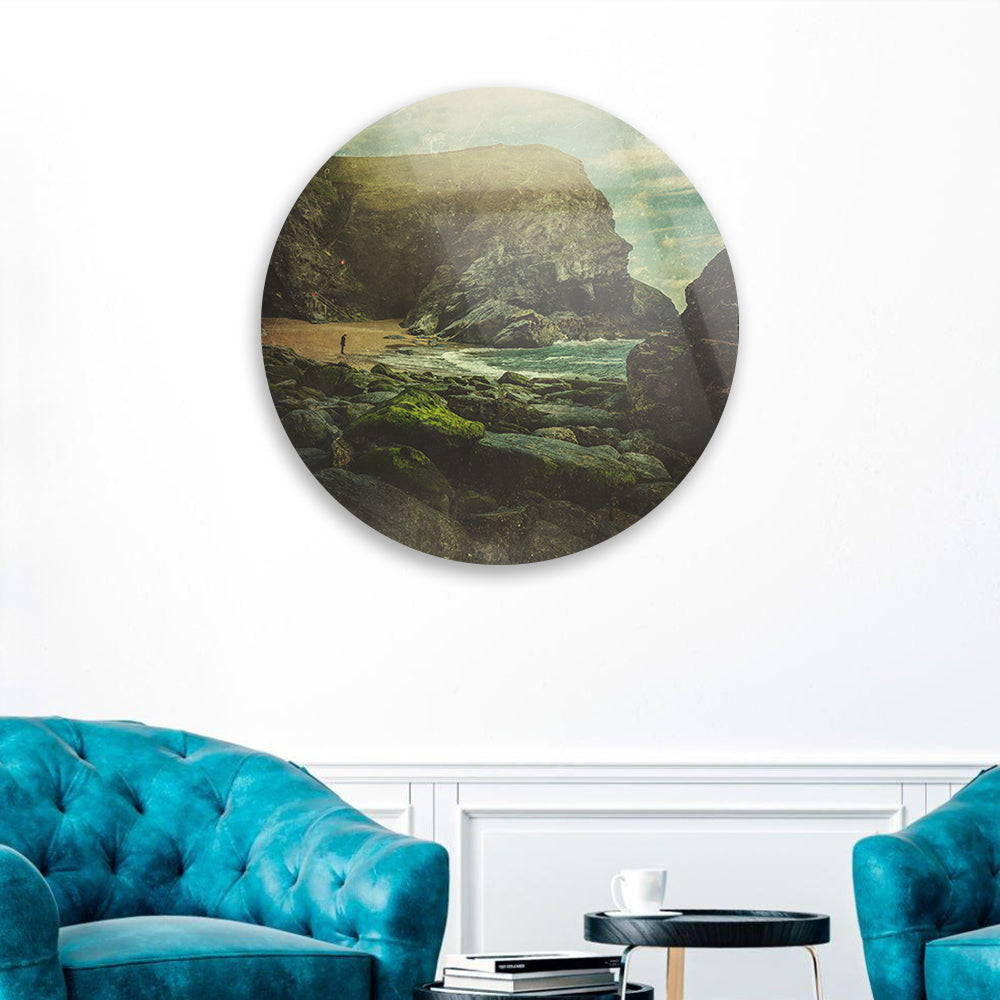 Seaside Retro Charm Tempered Glass Art