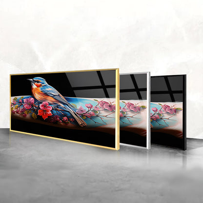 Forearm with Birds and Flowers: Tempered Glass Portrait Art