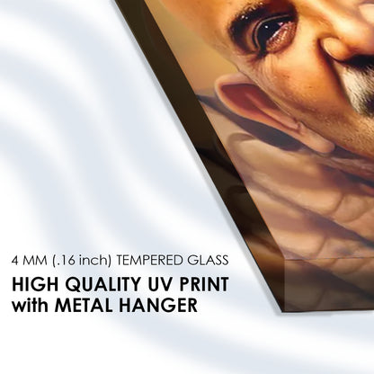 Neem Karoli Baba: Enlightened Guru Portrait on Tempered Glass